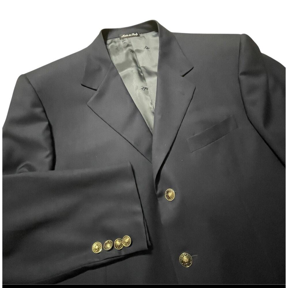 Pal Zileri Blazer Mens Size 43 R Navy Blue Crest Gold Buttons Jacket Italy Made